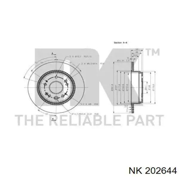 202644 NK disco de freno trasero