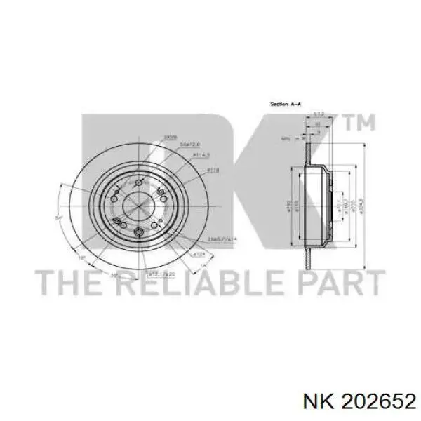 202652 NK disco de freno trasero