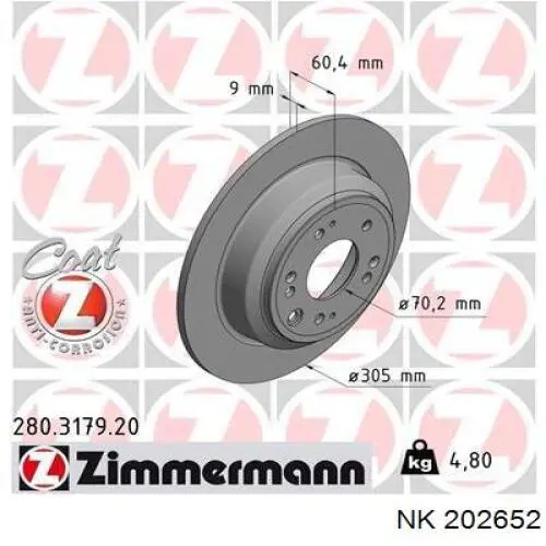 Comprar 202652 NK Disco de freno trasero
