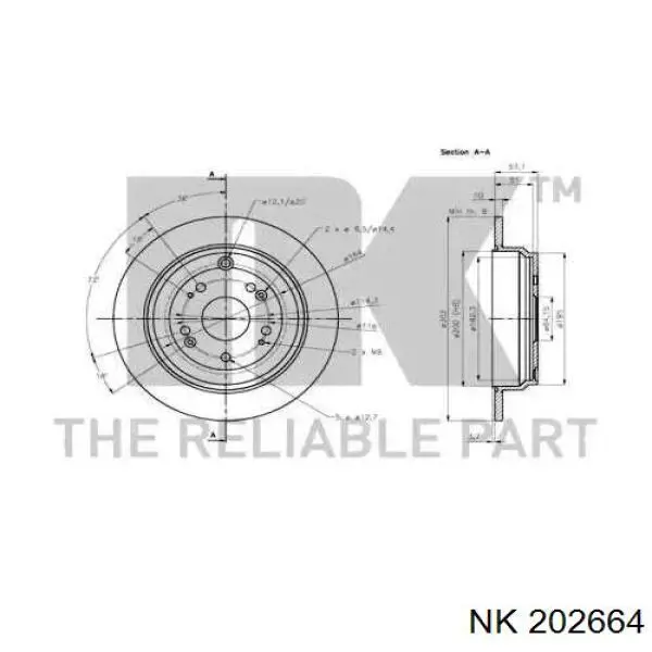 202664 NK disco de freno trasero