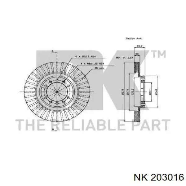 203016 NK freno de disco delantero