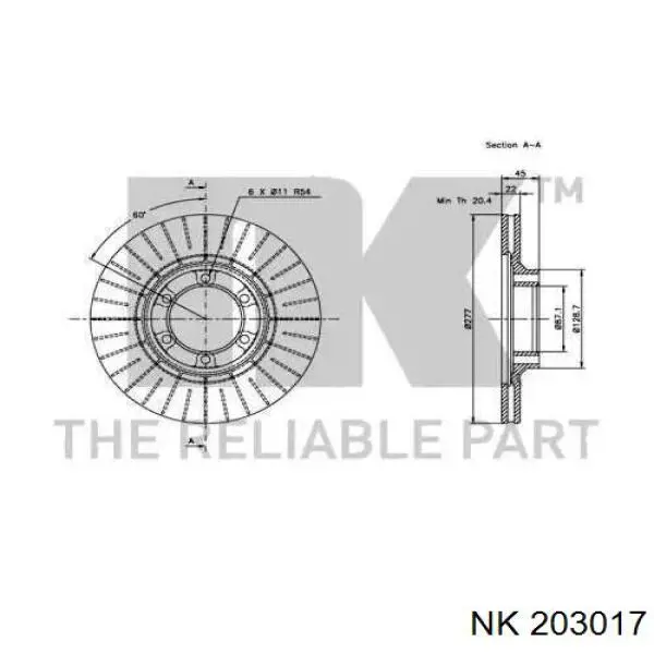 203017 NK freno de disco delantero