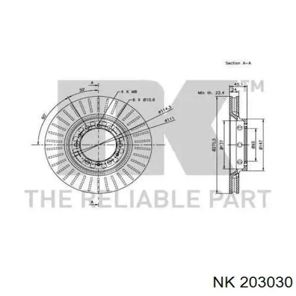 203030 NK freno de disco delantero