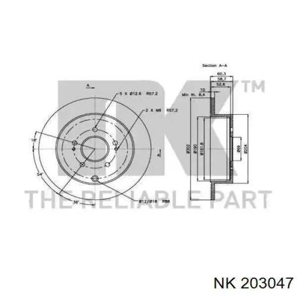203047 NK disco de freno trasero