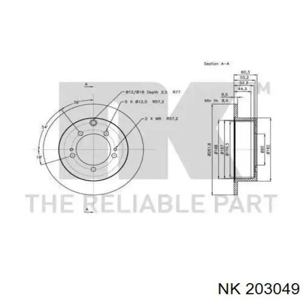 203049 NK disco de freno trasero