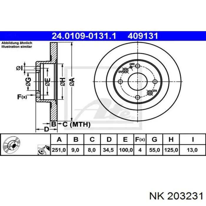 Disco de freno trasero Mazda 323 BG