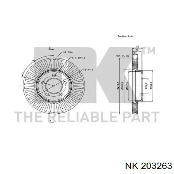 203263 NK freno de disco delantero