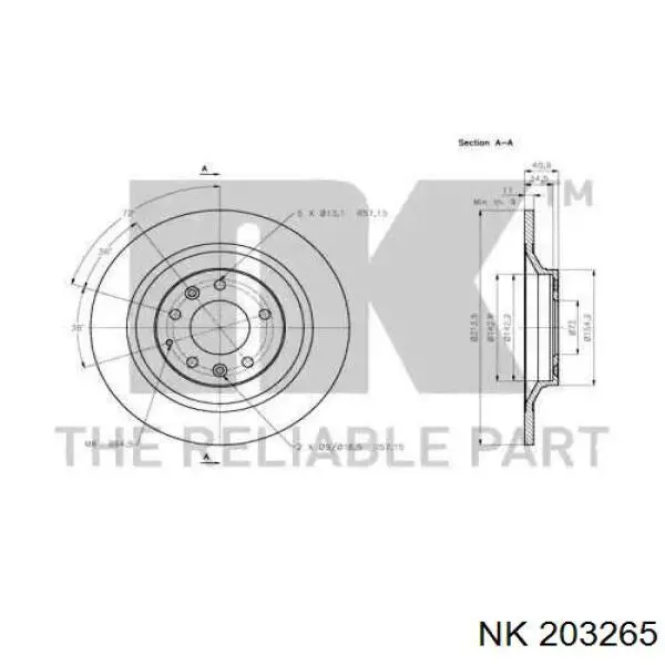 203265 NK disco de freno trasero