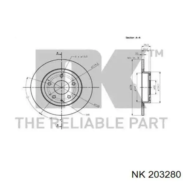 203280 NK disco de freno trasero