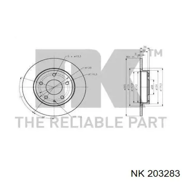 203283 NK disco de freno trasero