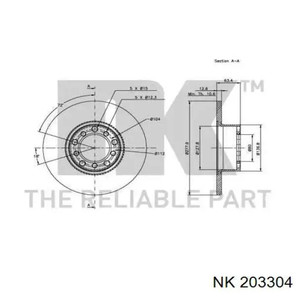 203304 NK freno de disco delantero