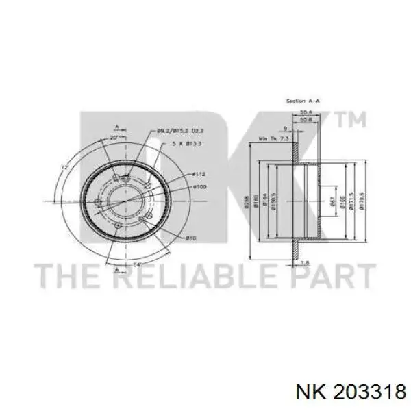 203318 NK disco de freno trasero