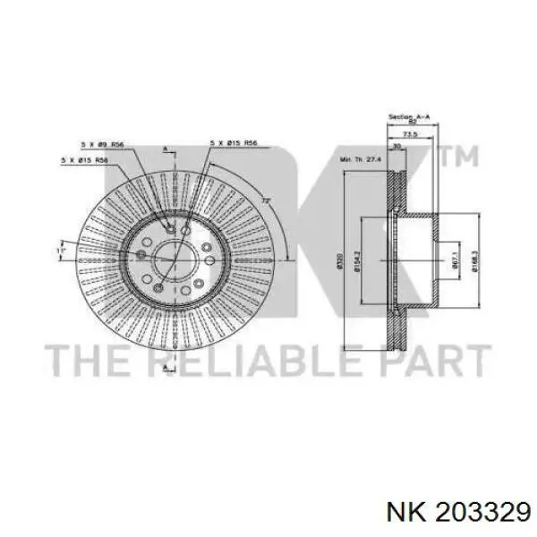 203329 NK freno de disco delantero