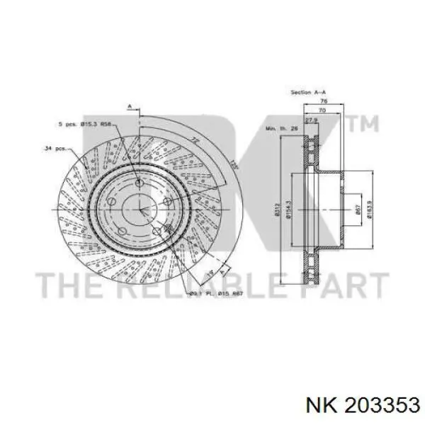 203353 NK freno de disco delantero