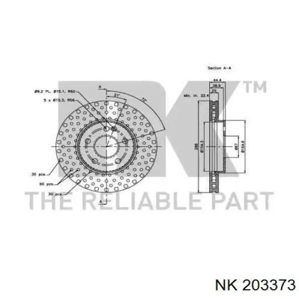 203373 NK freno de disco delantero