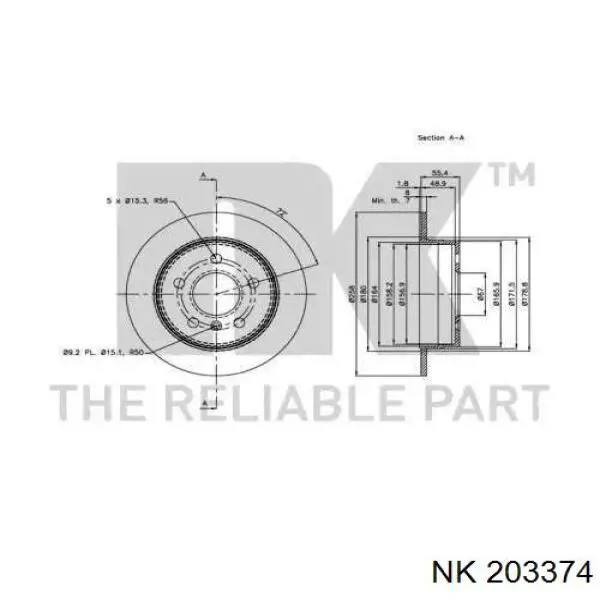 203374 NK disco de freno trasero