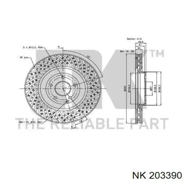 203390 NK freno de disco delantero