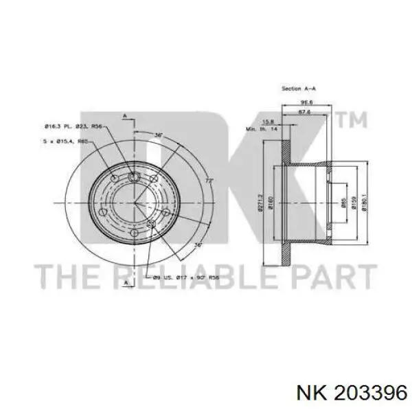 203396 NK disco de freno trasero