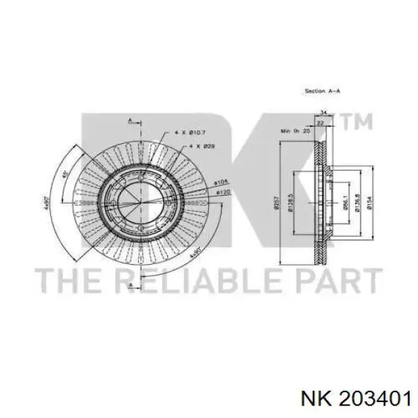 203401 NK freno de disco delantero