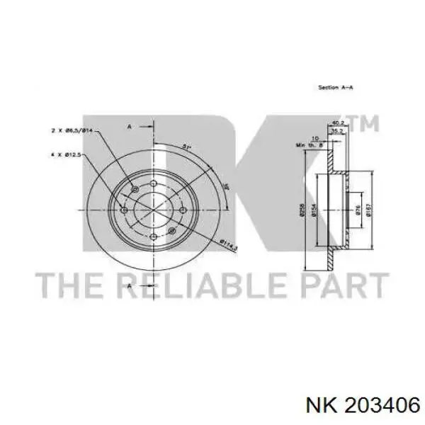 203406 NK disco de freno trasero