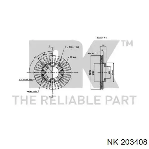 203408 NK freno de disco delantero