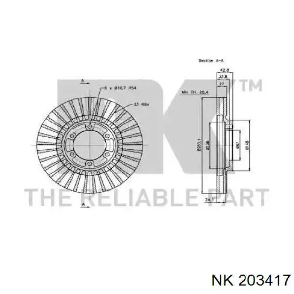 203417 NK freno de disco delantero