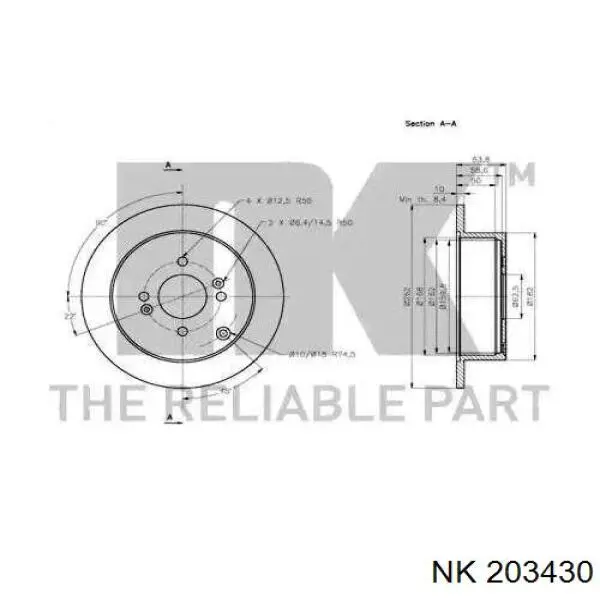203430 NK disco de freno trasero