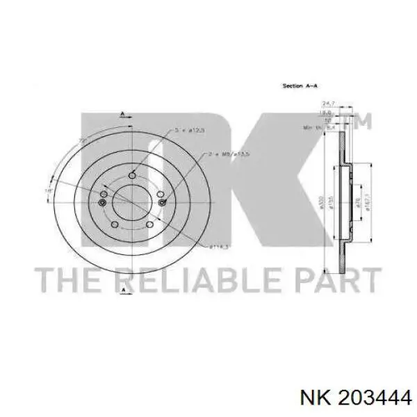 203444 NK disco de freno trasero