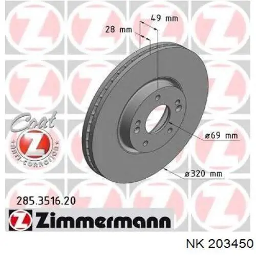 Disco de freno delantero NK 203450