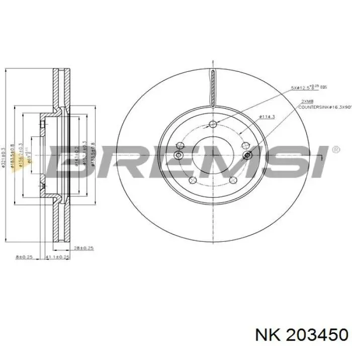 Comprar 203450 NK Freno de disco delantero