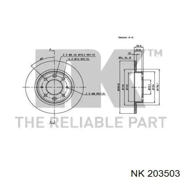 203503 NK disco de freno trasero