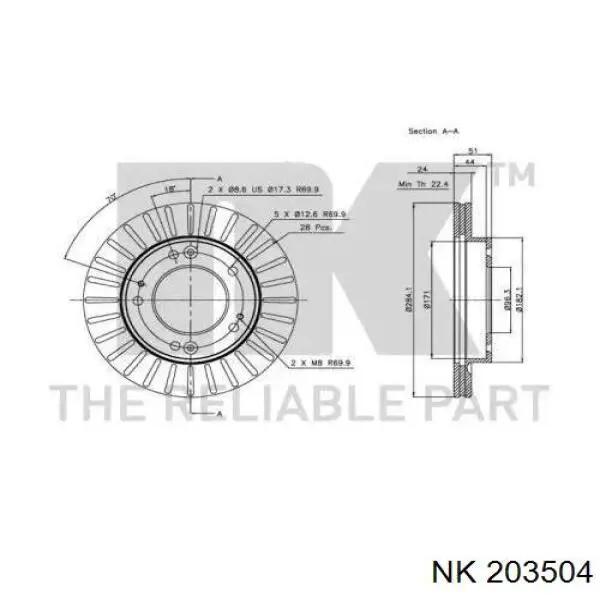 203504 NK freno de disco delantero