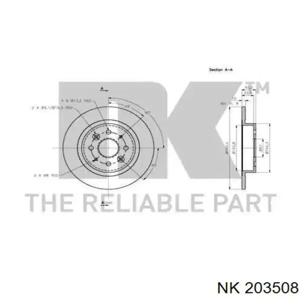203508 NK disco de freno trasero