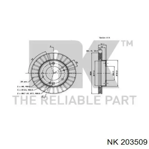 203509 NK freno de disco delantero