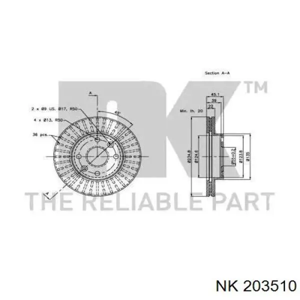 203510 NK freno de disco delantero