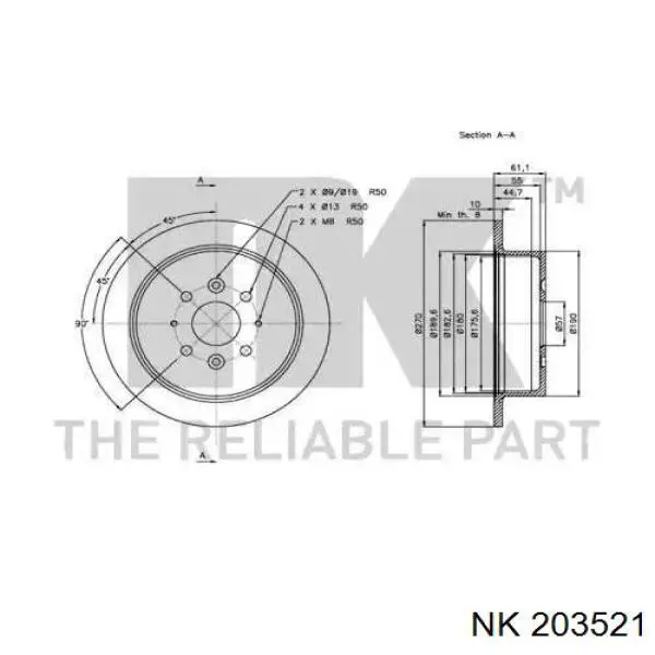 203521 NK disco de freno trasero