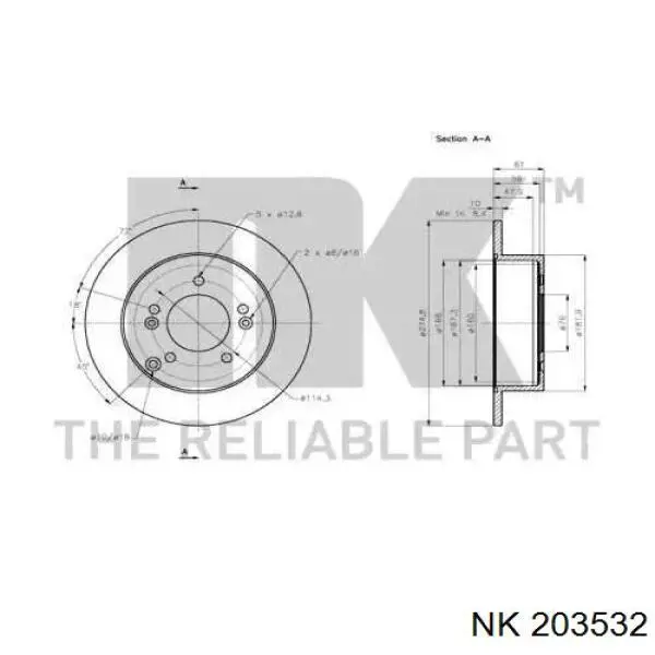 203532 NK disco de freno trasero