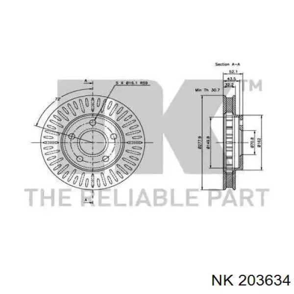 203634 NK freno de disco delantero