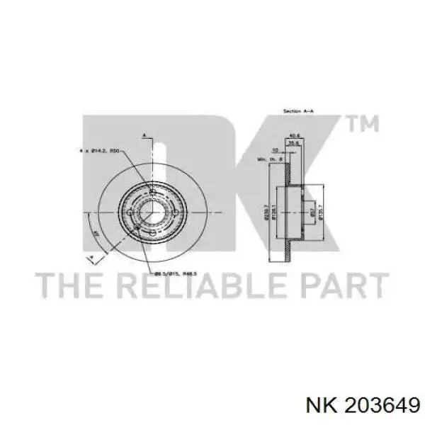 203649 NK disco de freno trasero