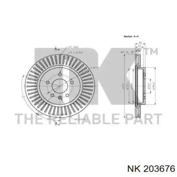 203676 NK disco de freno trasero