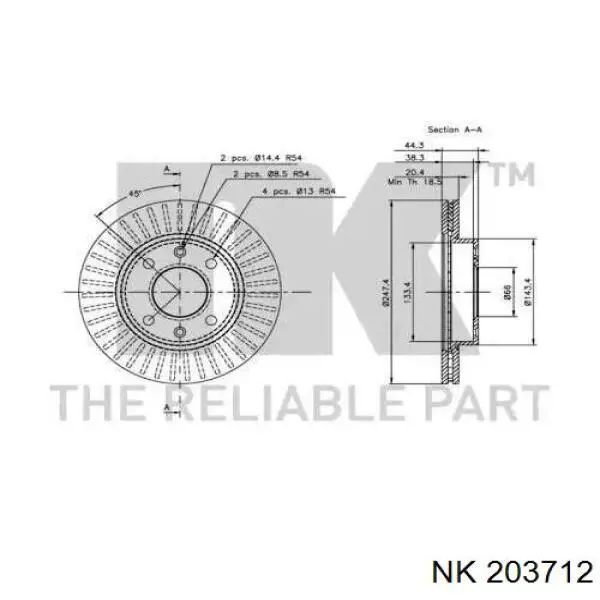 203712 NK freno de disco delantero