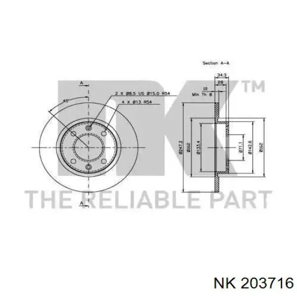 203716 NK disco de freno trasero