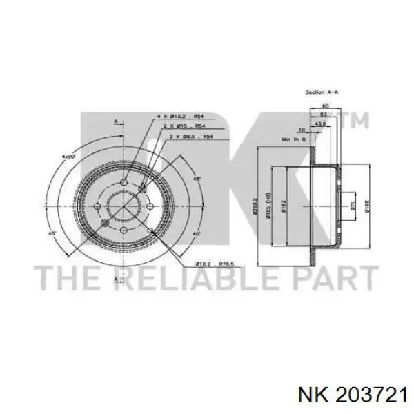 203721 NK disco de freno trasero