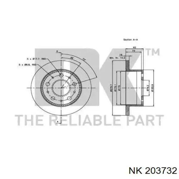 203732 NK disco de freno trasero