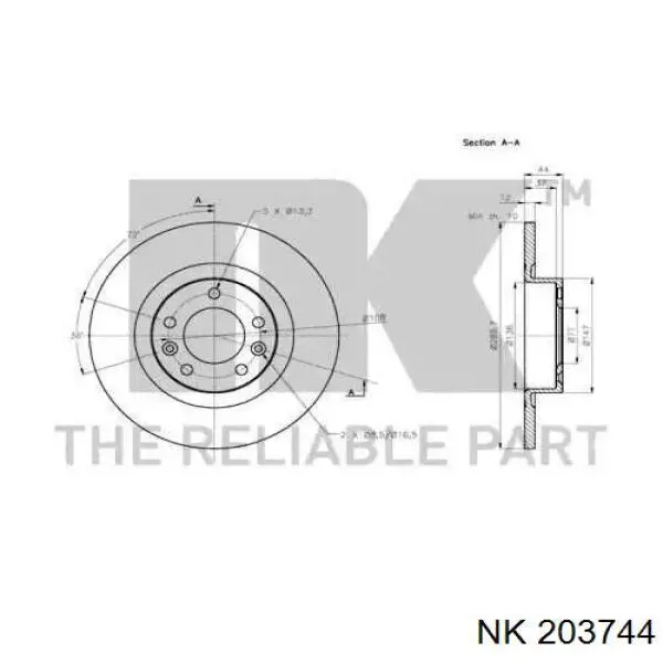 203744 NK disco de freno trasero