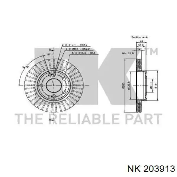 203913 NK freno de disco delantero