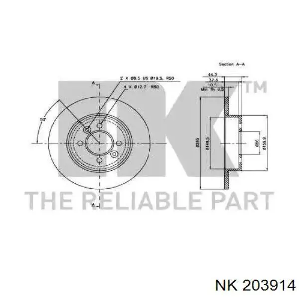 203914 NK disco de freno trasero