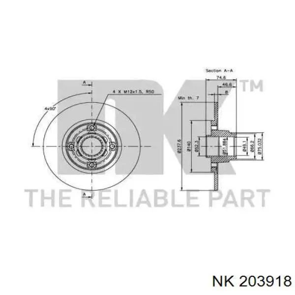 203918 NK disco de freno trasero