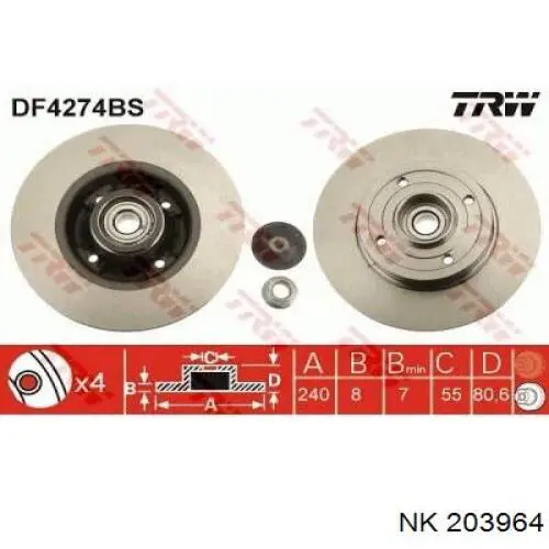 Disco de freno trasero Alfa Romeo 33 905