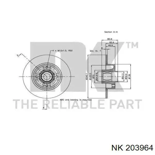 Disco de freno trasero Alfa Romeo 33 905